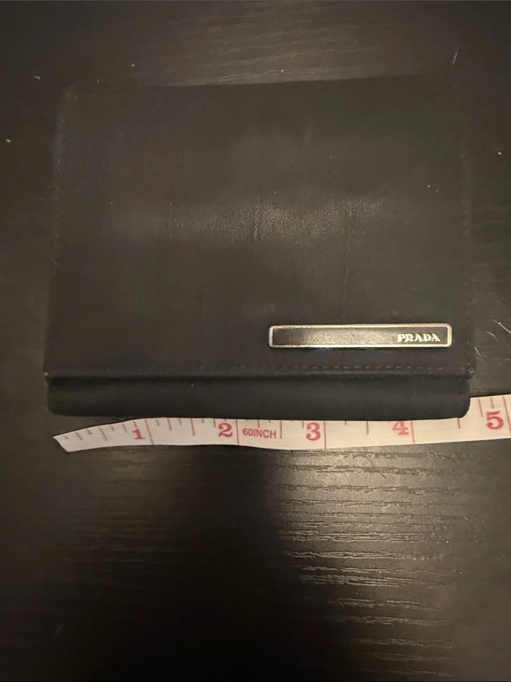 Prada Black Men's Nylon Trifold Wallet with Metal Logo Plaque - UGC
